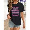 Women's Russian Cyrillic Print T-Shirt Pink Black Casual Crew Neck Short Sleeve Top