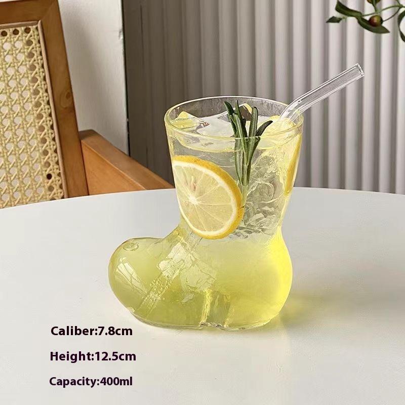 Funny Beer Glass Boot Shaped,400ML Transparent Cup,Creative Drinking Glass for Juice,Cocktails,Barware Gift for Parties,Christ about 400ml