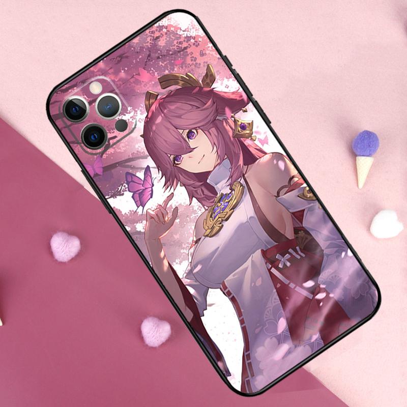Genshin Impact Yae MIko Phone Case For iPhone 17 Pro Max 11 14 15 16 Pro Max Plus 13 12 Mini 16e 17 Air Back Cover