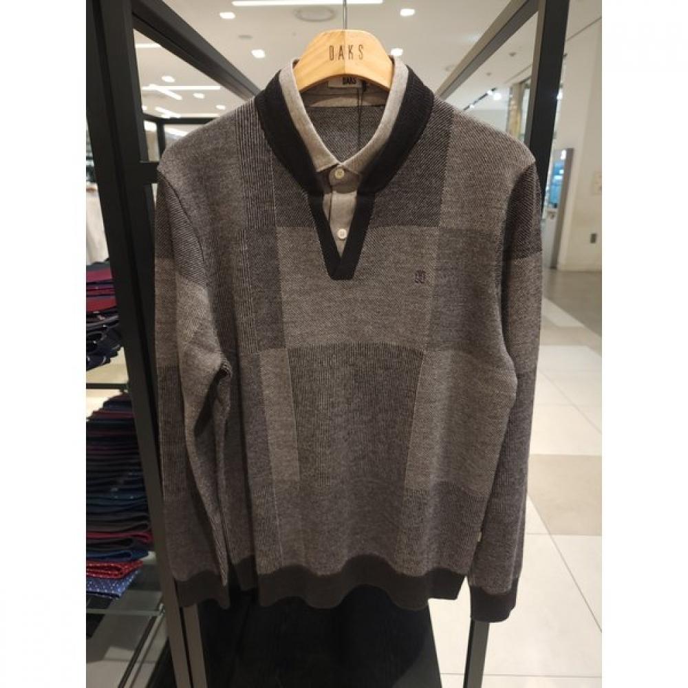 Daks Jacquard Shirt Layered Sweater Brown Dma1swrl110w1