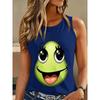Women's Round Neck Fun Print Sleeveless Vest Summer Fashionable Comfortable Loose  Versatile Sports Leisure Vest