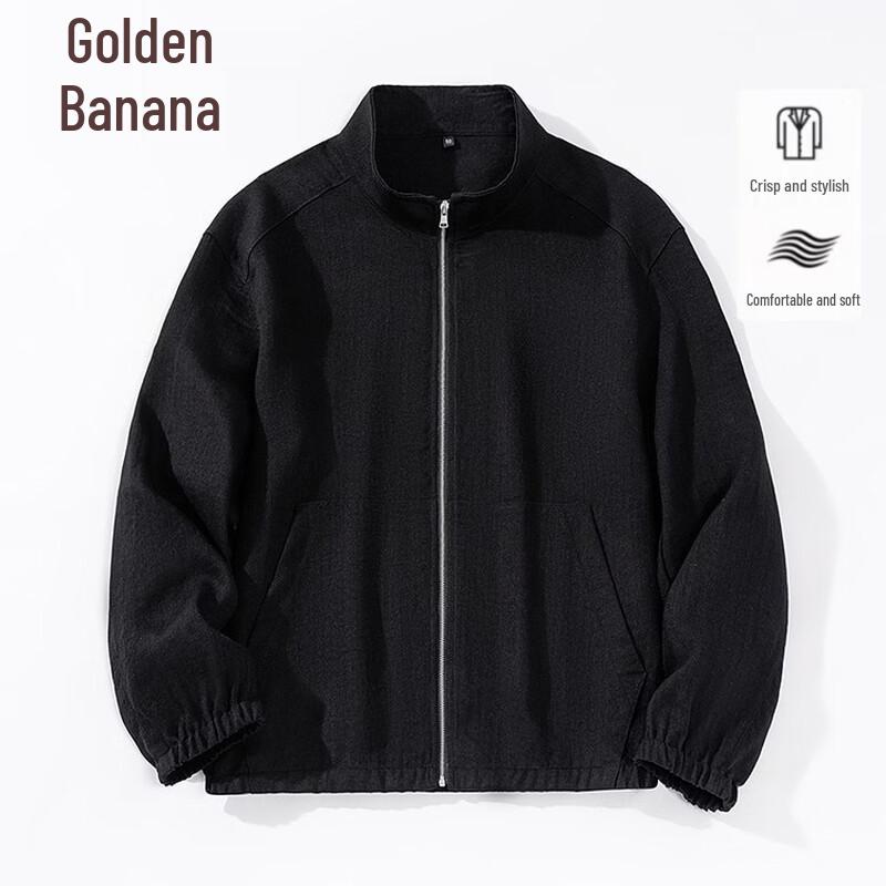 Men s Linen Blend Stand Collar Casual Jacket 52