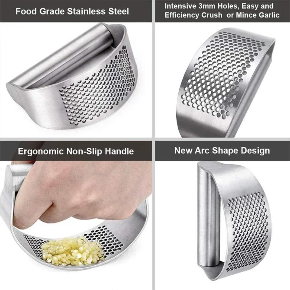 Garlic Press Squeezer Upgraded Stainless Steel Manual Garlic Ginger Rocker Crusher Garlic Cutting Mince Tools Kitchen Gadgets