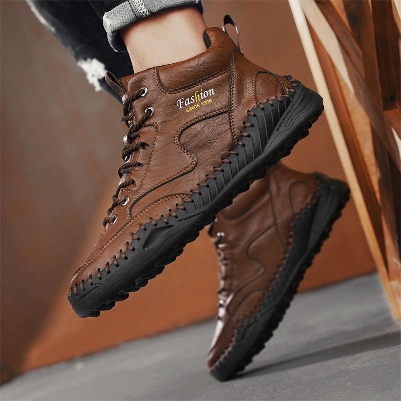 38-47 Übergröße Herrenschuhe Handgenähtes Leder Herrenstiefel Spaltleder Freizeitlederschuhe Herren Stiefeletten