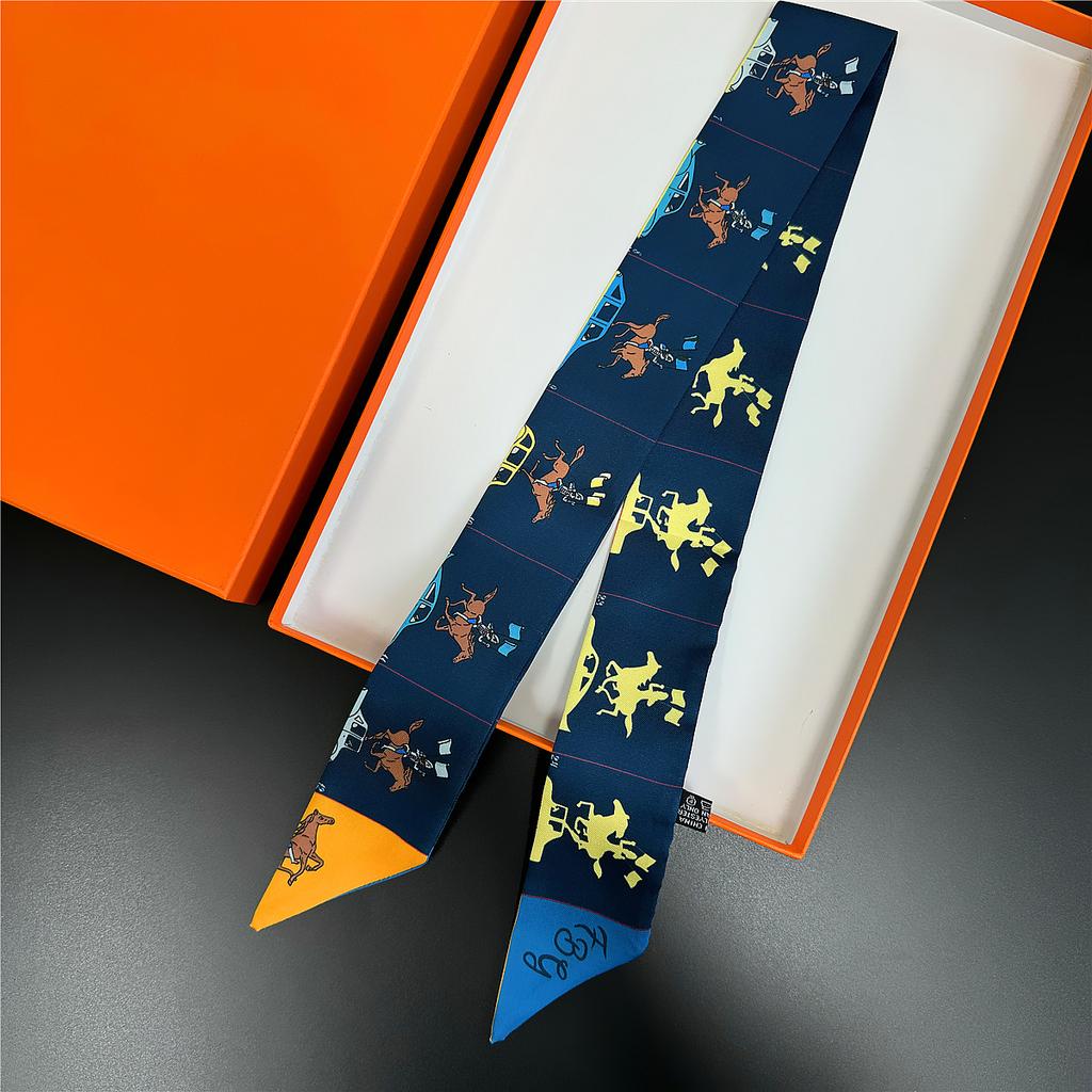 Gorgeous Saddle Twill Silk Scarf Women Fashion Scarf Luxury Skinny Bag Scarves Brand Design Foulard  Neckerchief Hair Headband