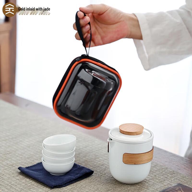 Portable Smart White Ceramic Kung Fu Tea Set