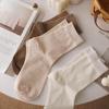 Women's Pure Cotton Breathable Odor-Resistant Mid-Calf Socks - Meilade Versatile All Cotton Loosely Stacked Postpartum Socks.