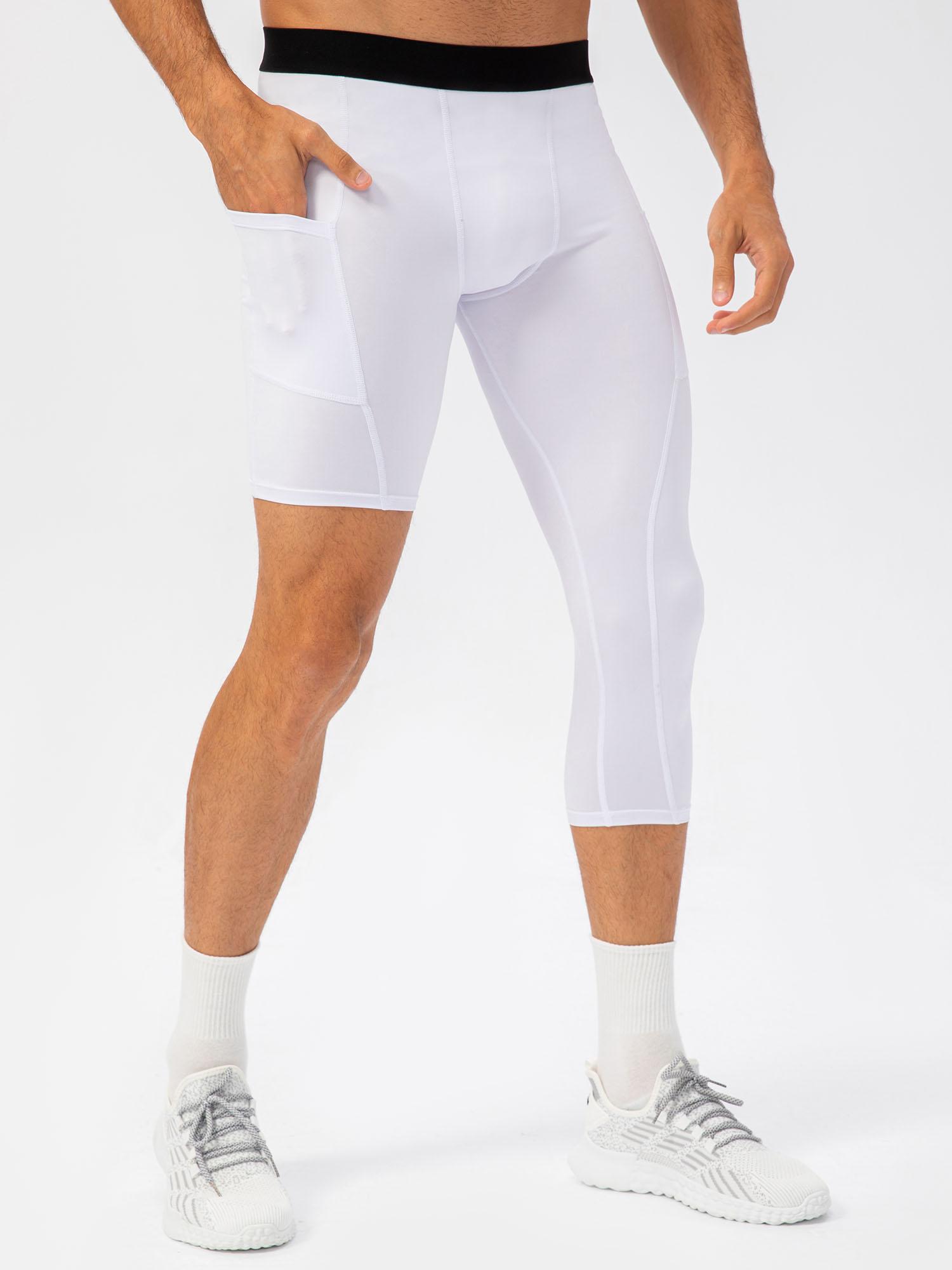 

Мужские леггинсы на одну ногу для баскетбола, боковые карманы, фитнес-тренировки, колготки на одну ногу