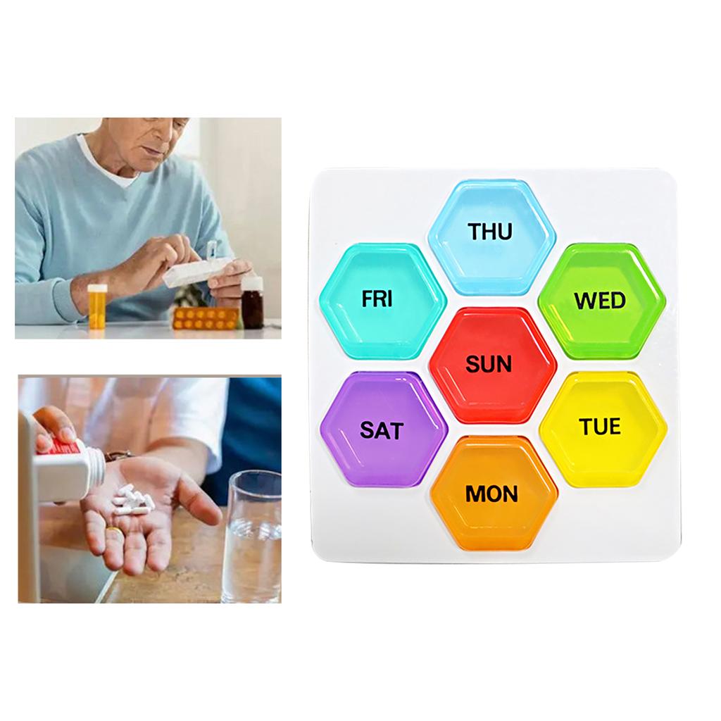 Weekly Medicine Organizer Plastic Portable Daily Capsules Container with 7 Individual Cases for Fish Oil Vitamins