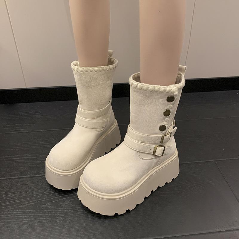 Yueyu British style thin thick-soled Martin boots women's 2025 new autumn small man height increase snow short boots