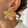 LATS New Big Metal Flowers Stud Earrings for Women Personality Fashion Unique Design Wedding Zircon Wholesale Birthday Gift