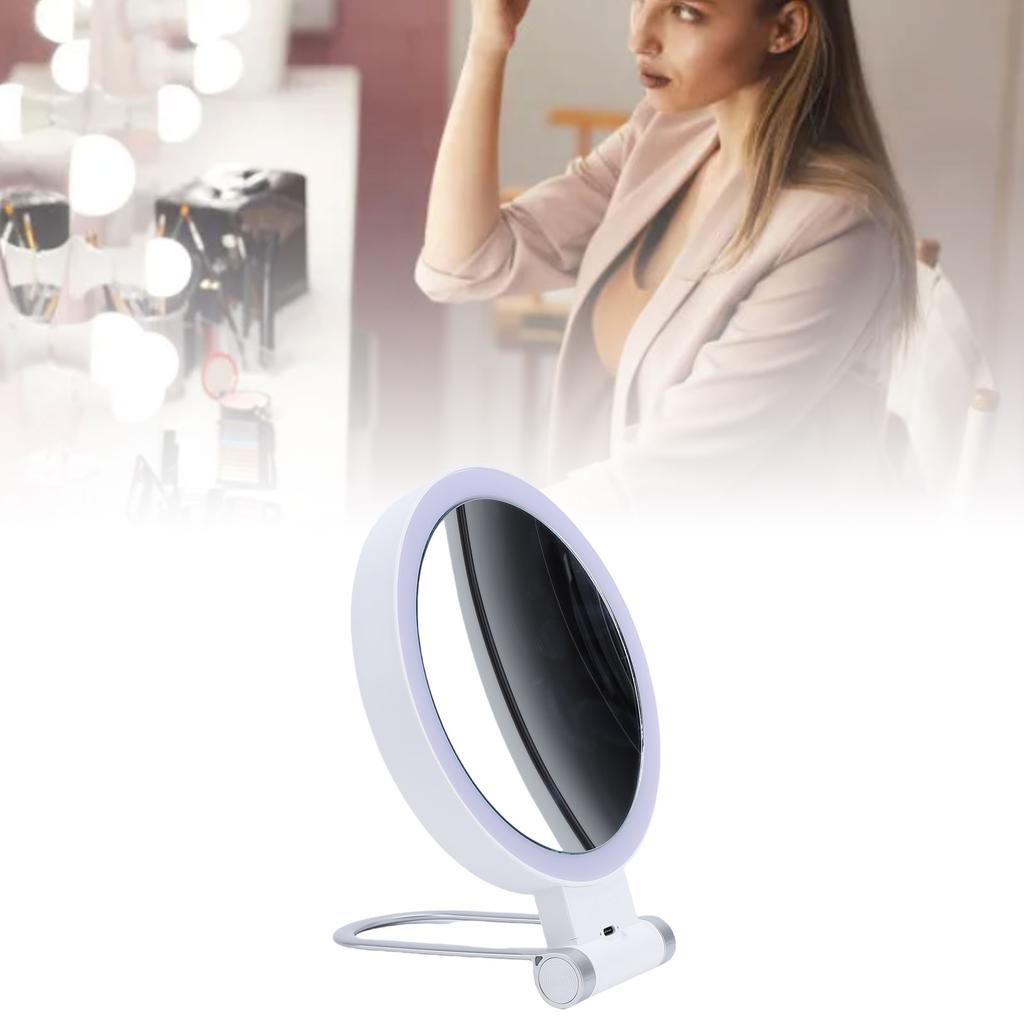 LED Magnifying Travel Mirror Double Side Handheld Mirror with 1X 10X Magnification with 3 Color Lights Modes