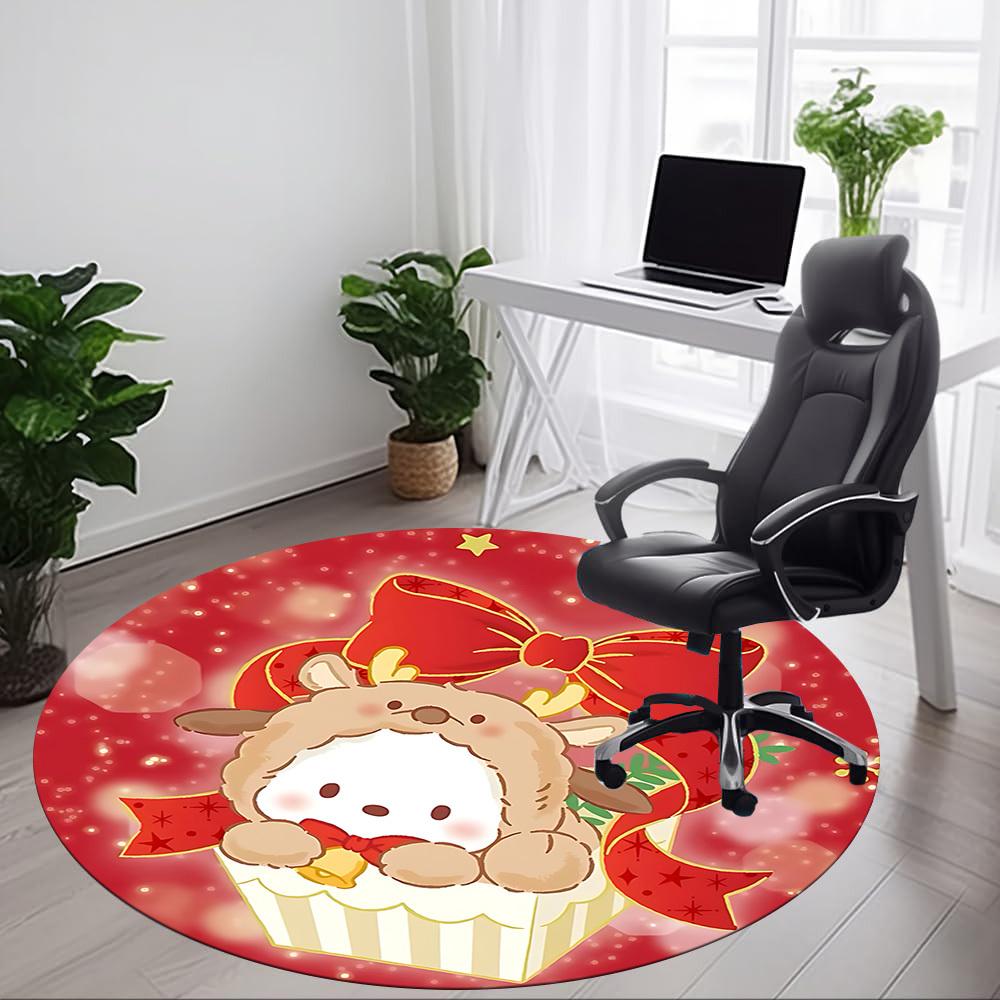 1pc Christmas, Cupcake Chair Carpet for Office, Indoor Non Slip Washable Polyester Fiber Carpet,