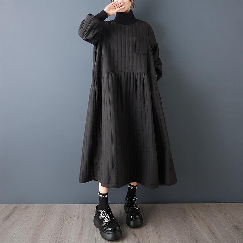 

Платье женское большого размера с длинным рукавом, черное, винтажное, новое, платья для женщин, весна, осень, повседневное, свободное