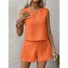 Women Sleeveless Round Neck Tank Top And Shorts Set Solid Color Casual Two Piece Outfit
