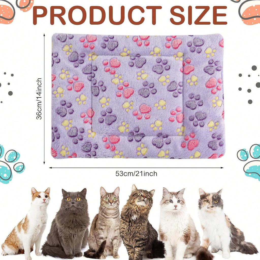 4 Pack Ultra Soft Dog Cat Bed Mat with Cute Prints Reversible Fleece Dog Crate Kennel Pad Cozy Washable Thickened Guinea Pig Pet Bed Mat