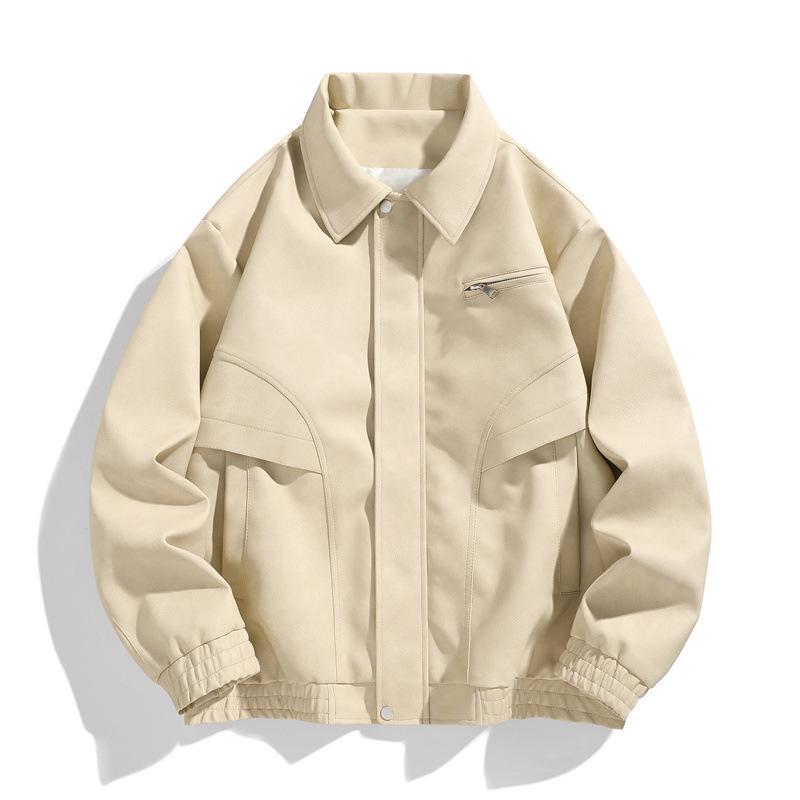 Plus Size Men's Retro Leather Jacket: Trendy Casual Lapel Coat for Spring/Autumn 2025