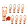 Heavy-duty Battery Ring Terminal 1 0 AWG 5 16 Inch Copper Lug Tubular Cable Connector Gold-plated 10PCS