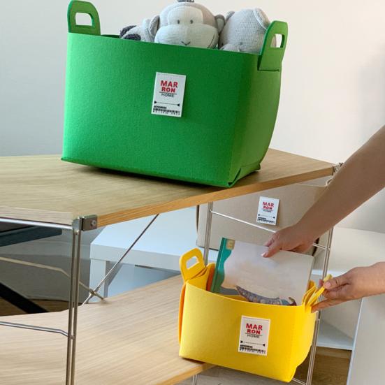Felt Storage Basket with Handles Foldable Fabric Storage Bin Eco-Friendly Collapsible Organizer Bin for Toys Clothes Blankets Home Laundry