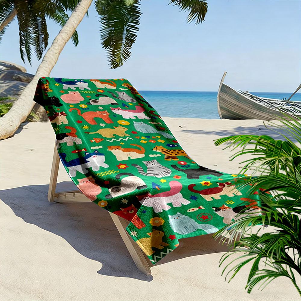 Playful cats paradise Print beach towel, quick drying, suitable for travel, outdoor sports, jogging, the beach and swimming, gift