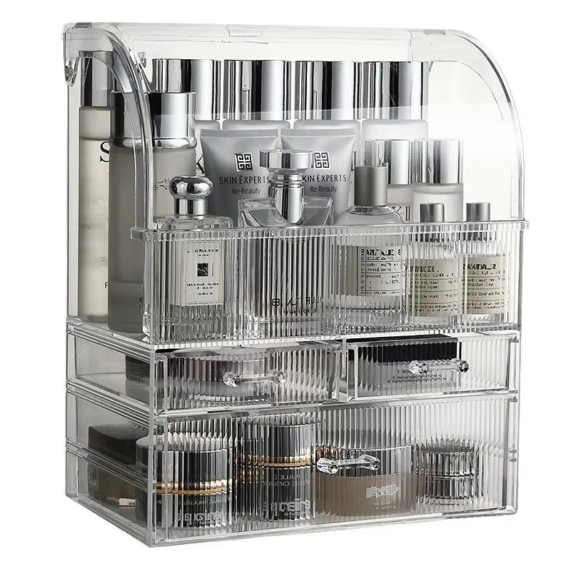 Boîte de rangement multicouche pour cosmétiques, boîte de rangement pour soins de la peau, armoire de rangement transparente en acrylique de grande capacité