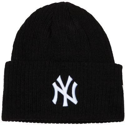 New Era Wide Cuff Beanie New York Yankees Hat, Unisex Black Cap
