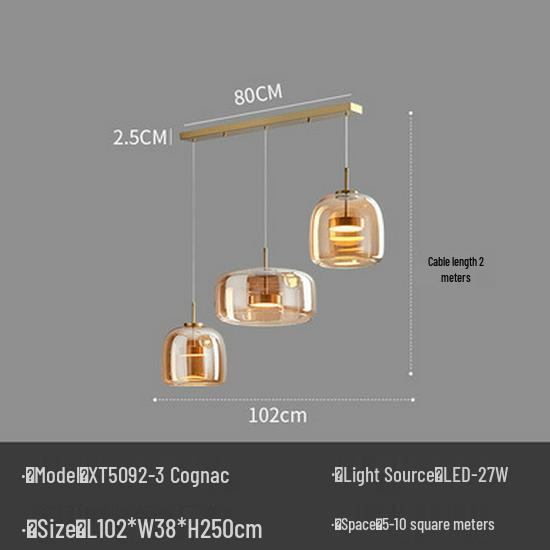 Nordic Modern Minimalist Creative Glass Chandelier for Bar, Restaurant, and Living Room Art.