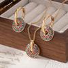 Non-Fading Necklace Earrings Set Painted Flower Pattern Pendant Necklace Set  Party Wear