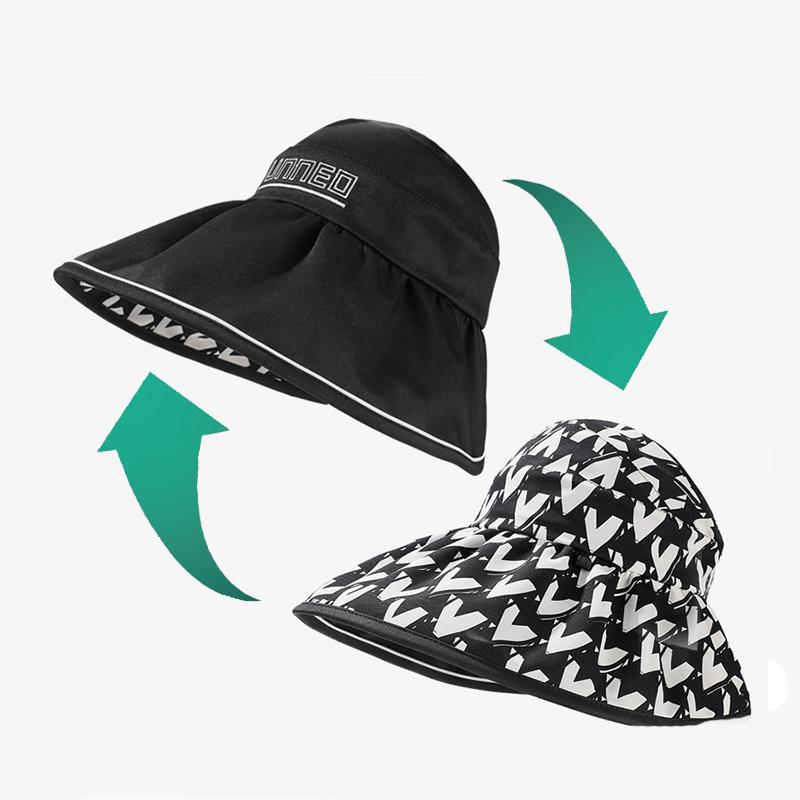 

Style Versatile Hat Double Sided Wearable Sweet Womens Sunshade Hatscaps чорний