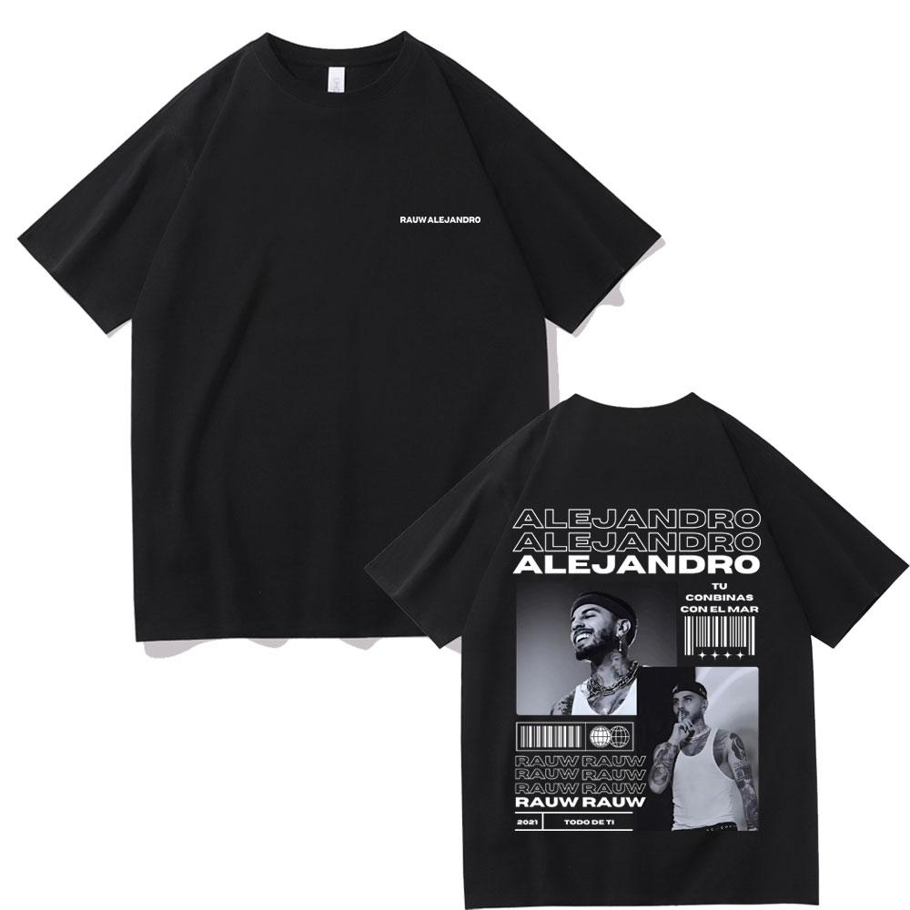 2025 Summer Rauw Alejandro Todo De Ti Photo Album Printed Tshirt Men Hiphop Loose Cotton Tshirt Fashion Retro Street Wear
