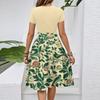 Women's Casual Fashion Belted Floral Print Short Sleeve Round Neck Elegant Dress