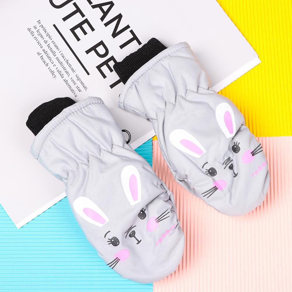 Winter 0-5 Jahre alte Kinder Skihandschuhe Cartoon Kaninchen Sport Fäustlinge Winddichte wasserdichte Handschuhe Dicke warme Handschuhe für Jungen Mädchen