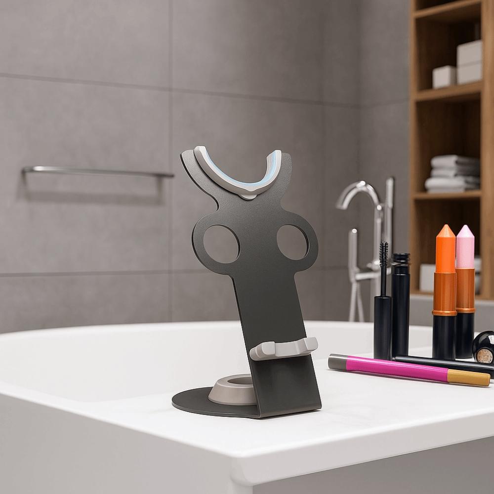 Metal Hair Dryer Holder Punch Free 3-In-1 Hair Dryer Storage Rack Space Saving with Super Magnetic Desktop Magnetic Holder Hotel