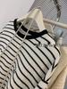 2218 Embroidered Brushed Striped Mid-Length T-Shirt - Early Spring 2023 Edition for Women
