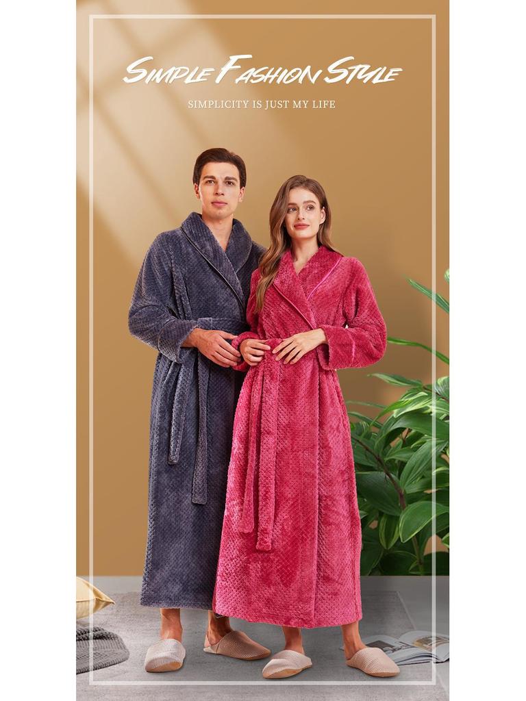 2024 Velvet Plus Size Women's Long Bathrobe - Winter European & American Style for Hotels, Salons, and Casual Wear