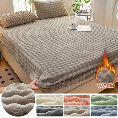 Thermal Velvet Bed Sheets Plush Fabric Mattress Cover For Winter Bed Cover Bed Bed Linen Set For Single Double King Queen Bed