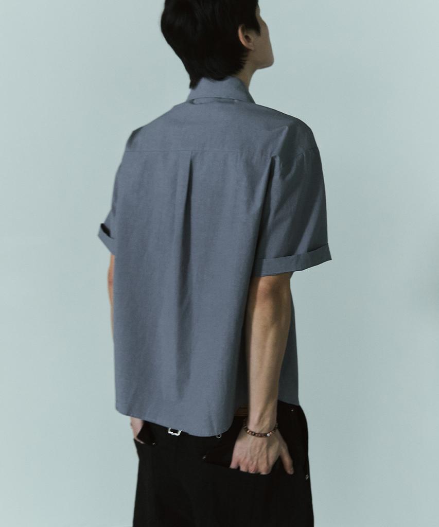 Beullusseonpeullawo Semi-Crop Formal Short Sleeve Shirt [Gray]