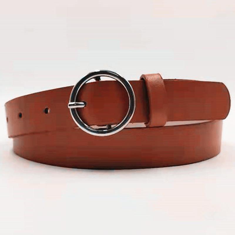 All-match Round Buckle Women's PU Belt Simple and Fashionable Jeans Belt New Student Belt