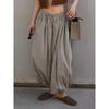Bornladies Women's Retro Brown Lantern Pants High Waist Trendy Loose Fit Plaid Spring Summer Fashion Trousers