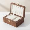 Wooden Jewelry Box Natural Walnut Jewelry Box Organizer Compact Soft for Women, Dresser, Vanity