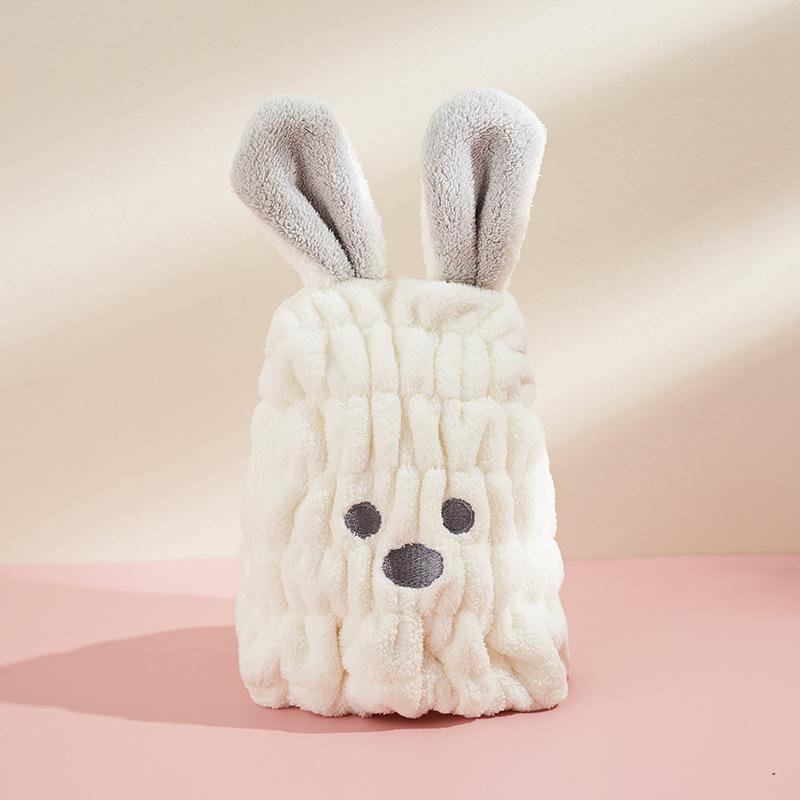 Children Wipe Hair Bun Head Female Cute Cartoon Rabbit Ears Strong Absorbent Quick-drying Dry Hair Cap