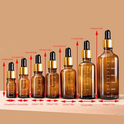 5 ml – 100 ml Tropfflaschen mit Skala, Reagenz, Augentropfen, Bernsteinglas, Aromatherapie, Flüssigkeitspipette, Flasche, nachfüllbare Flaschen, Reise