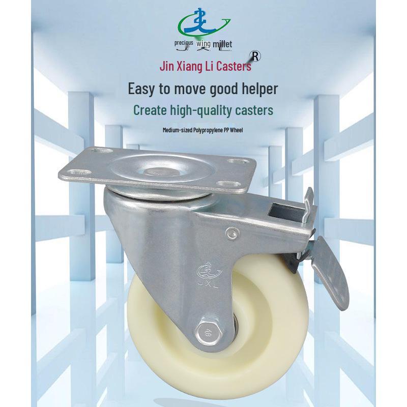 PP Nylon Swivel, Fixed, & Braked Casters - Trolley & Equipment Wheels, 3-5 Inch