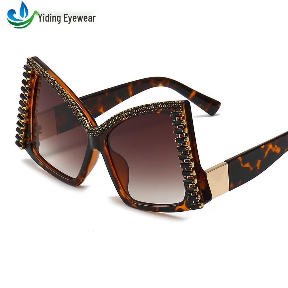 

Женские модные солнцезащитные очки неправильной формы с бриллиантовой отделкой, большими оправами и дизайном с бантом One Size