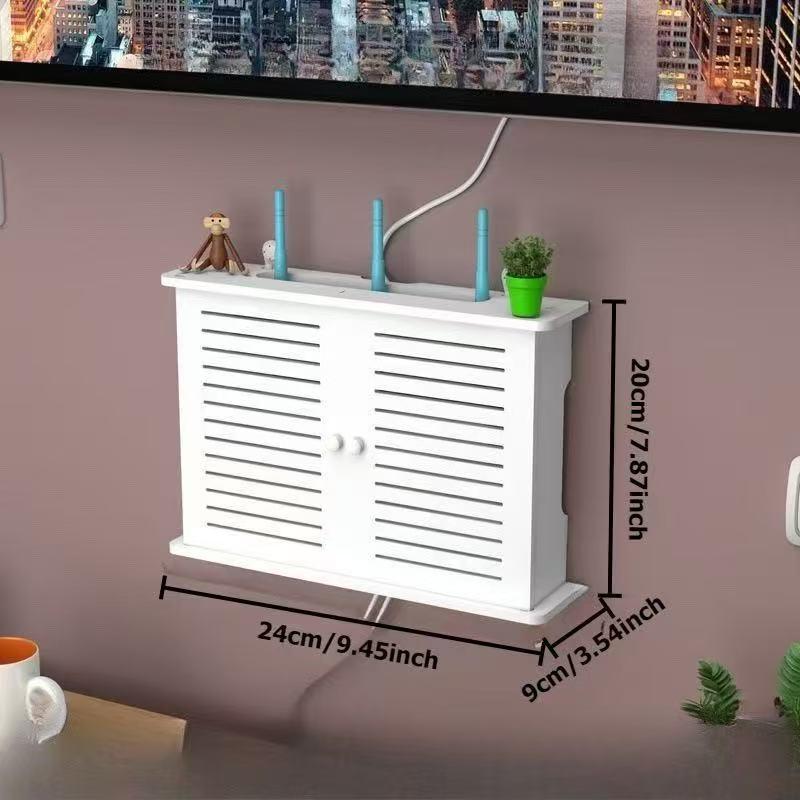 Deliksiz Duvara Monte Edilen Router Saklama Kutusu ve Toz Geçirmez TV Rafı Yatak Odası/Salon İçin