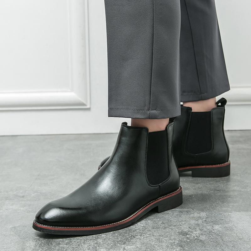 Mens Dress Boots Fashion Chelsea Boots Brand Business Casual Leather Boot British Style Short Boots for Men Ankle Boot Botas2025