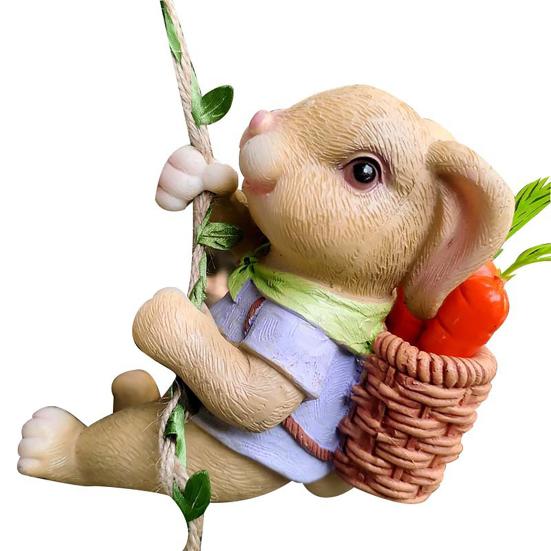 

Climbing Rabbit Figurine Resin Cute Rabbit Statue Hanging Decoration Garden Tree Climber for Balcony Flower Pots Planters Indoor Outdoor Use жёлтый