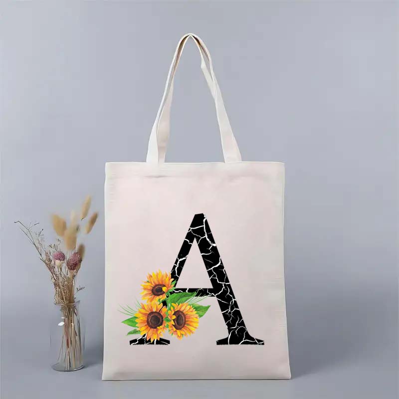 Прочная сумка-тоут из парусины с алфавитным принтом — идеально подходит для повседневного использования A
