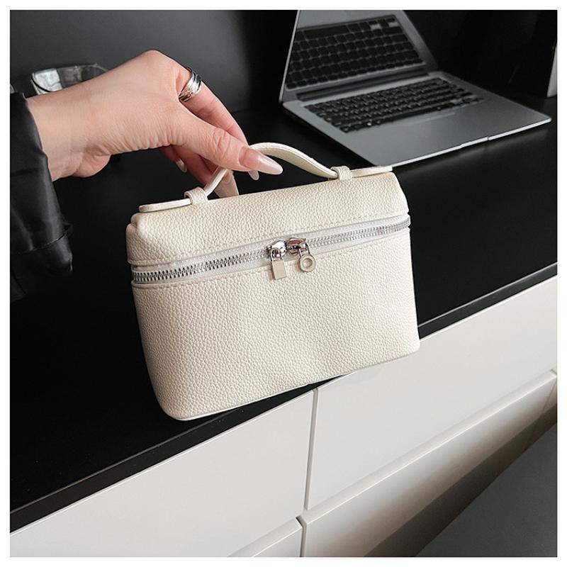 Chic Lychee Grain Women Lunch Tote Bag Insulated Shoulder Crossbody Handheld Bag for Commute Office Food Storage