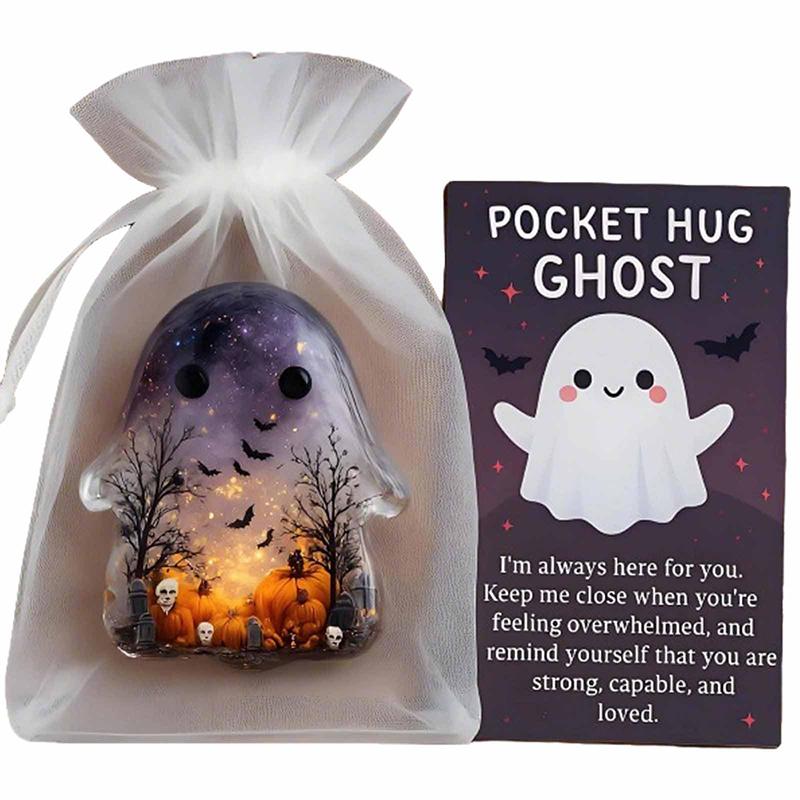 Halloween Ghost Pocket Cards Pocket Comfort Ghosts Pockets Hug Ghost With Encouragement Card Cute Mini Charm Gifts